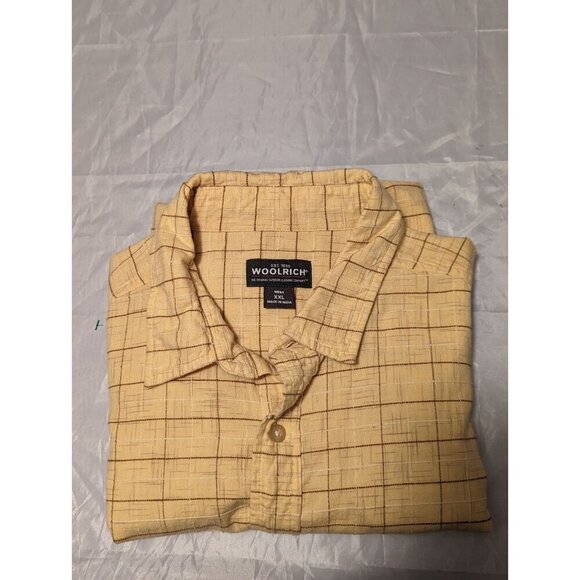 Woolrich Men’s Plaid Short Sleeve Button Down Shirt Size XXL Yellow 100% Cotton - Picture 15 of 16